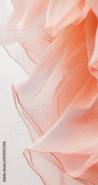 Fototapeta Peach chiffon fabric, soft folds and drapes
