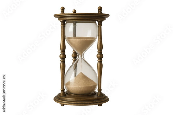 Fototapeta Sand cascading through transparent glass, marking temporal progression with elegant simplicity and minimalist design