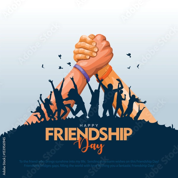 Fototapeta Happy international friendship day greeting card. abstract vector illustration design