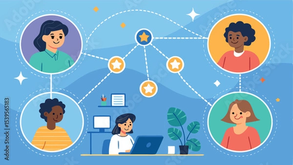 Fototapeta Inclusive Vector Art of Remote Team Building Games  