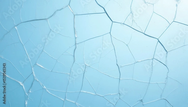 Fototapeta Cracked ice texture with light blue background, creating cool and abstract pattern