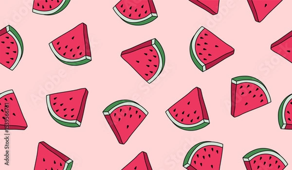 Fototapeta Cute watermelon fruits pattern background vector design