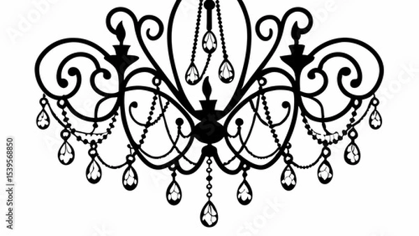 Fototapeta Elegant chandelier illustration with intricate details and hanging crystal pendants design element created with generated ai