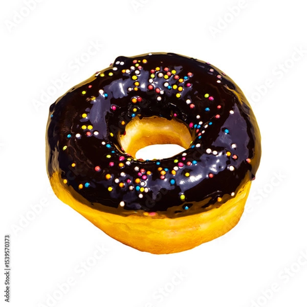 Fototapeta Donut with colorful toppings on color pastel background.Eating and Unhealthy.without background