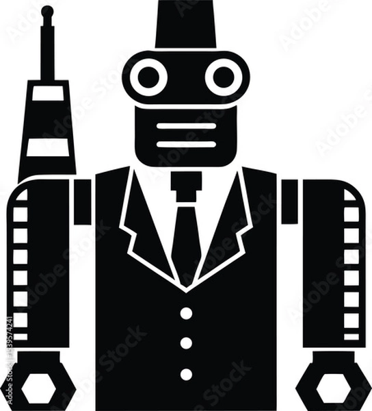 Fototapeta Sophisticated Robot in a Business Suit, Silhouette  an abstract digital rendering