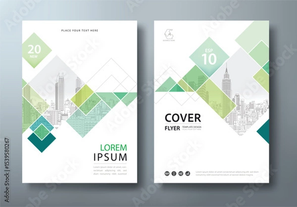 Fototapeta Book cover, annual reports, and flyer templates, with Minimalist and elegant city skyline line art. layout in A4 size.