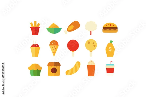 Fototapeta different fast food vector icon