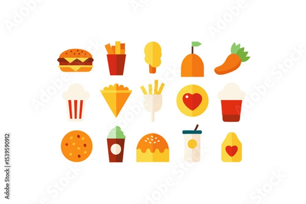 Fototapeta different fast food vector icon