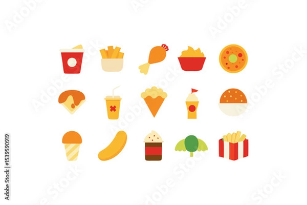 Fototapeta different fast food vector icon