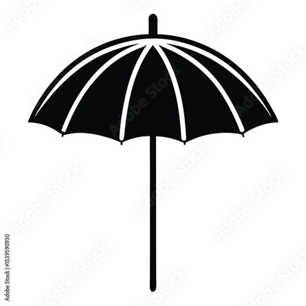 Fototapeta minimal-beach-umbrella icon black vector illustration on transparent background