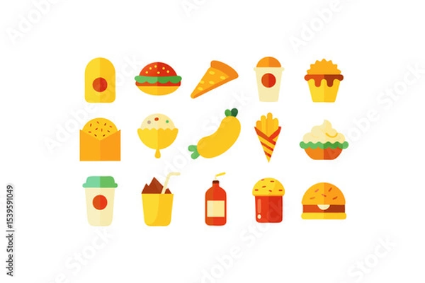 Fototapeta different fast food vector icon