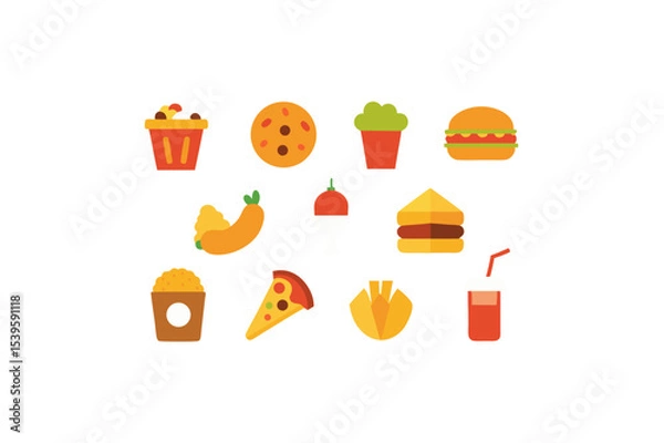 Obraz different fast food vector icon
