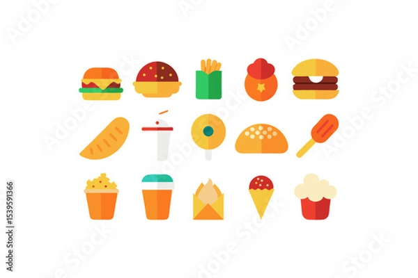 Fototapeta different fast food vector icon