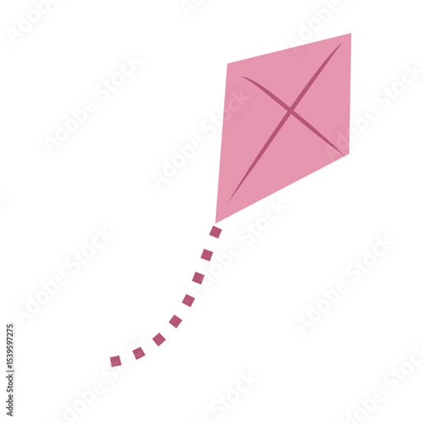 Fototapeta Minimalist Pink Kite – Flat Vector Illustration. Simple and modern design ideal for children’s graphics, recreational themes, flying toy icons, outdoor play concepts, and seasonal or spring artworks