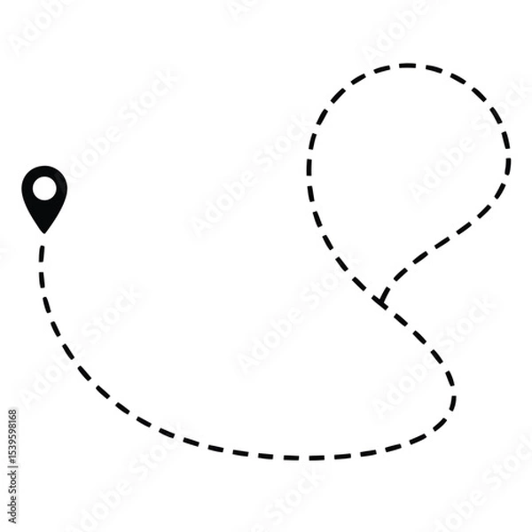 Fototapeta route-dotted-path icon black vector illustration on transparent background
