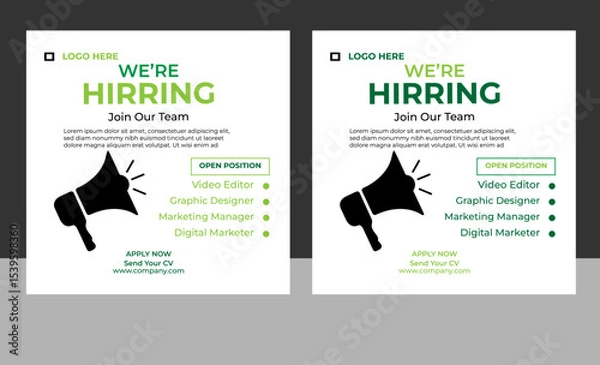 Obraz hiring job vacancy social media post or square web banner template vector design template .