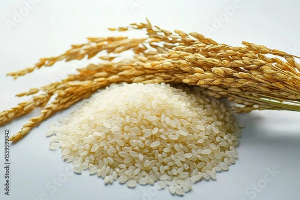 Obraz generative ai,가을 추수 흰 쌀알 이미지