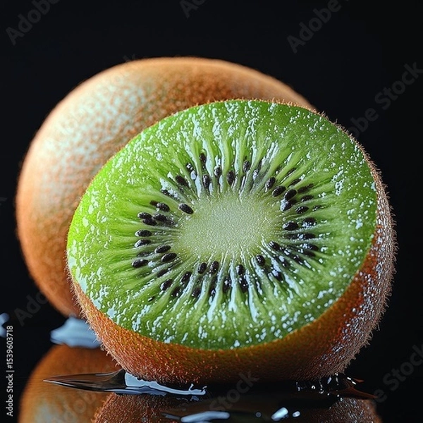 Obraz Realistic kiwi fruit lies on a black background