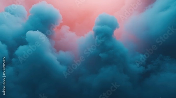Obraz Surreal Blue Clouds Illuminated by Soft Pink Atmospheric Light