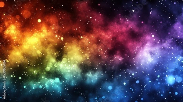 Obraz Colorful Bokeh Galaxy with Rainbow Light Particles and Space Vibe