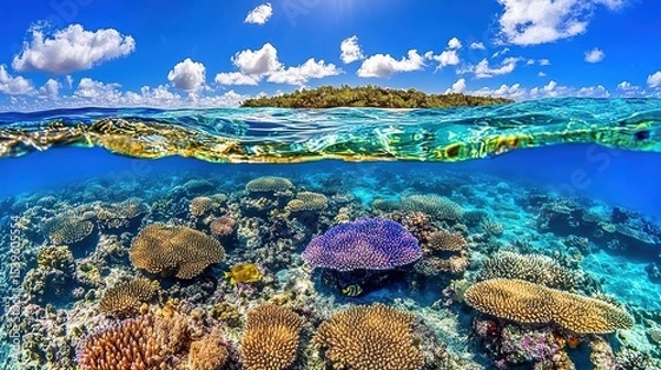 Obraz Tropical Coral Reef Bursting With Color Beneath Crystal Blue Sea