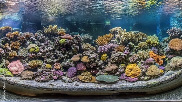 Obraz Colorful Coral Reef in Crystal-Clear Aquarium With Diverse Species