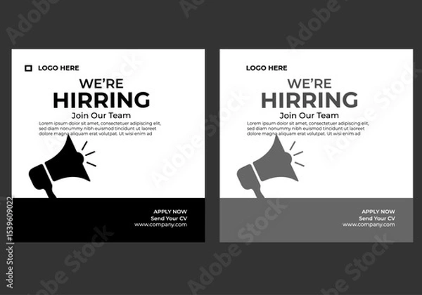 Obraz Hiring job vacancy social media post or square web banner template vector design template .