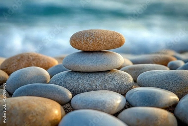 Obraz Colorful Pebbles Scattered Along the Seashore