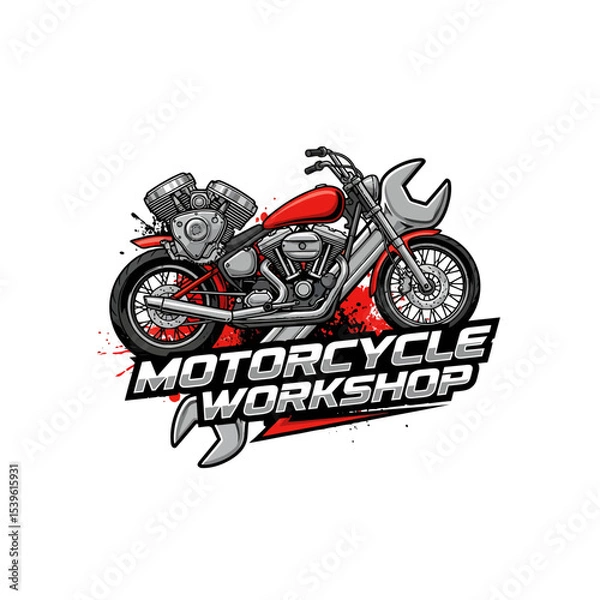 Fototapeta very cool motorcycle repair shop logo
