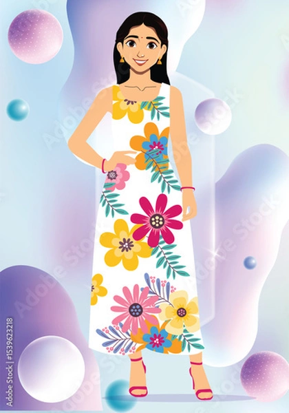 Obraz girl character model dress vector