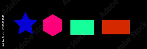 Fototapeta set pentagon glowing desktop icon, neon pentagon sticker, neon figure, glowing figure, neon geometrical figures