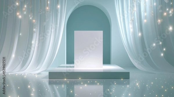 Fototapeta Minimalist podiums studio scene B background 2025