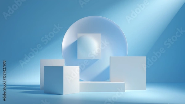 Fototapeta cube rectangular and circular podium A background 2025