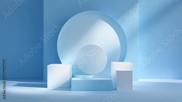 Fototapeta cube rectangular and circular podium B background 2025