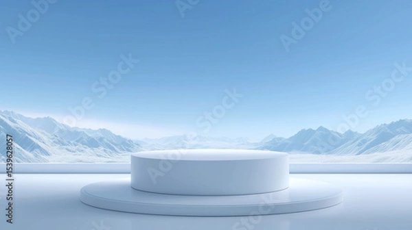 Fototapeta A white round podium C background 2025