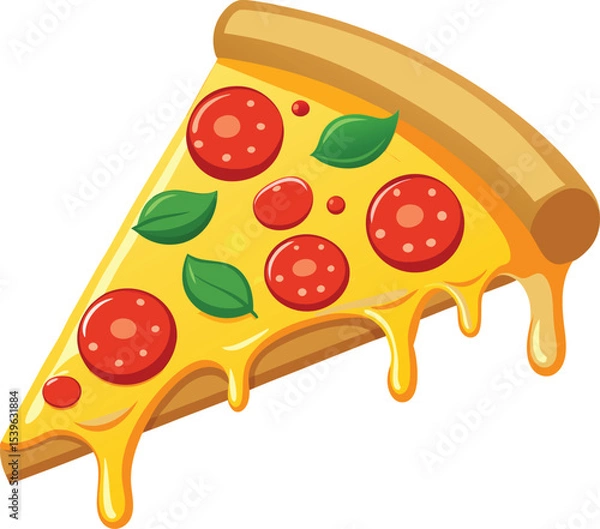 Fototapeta Isolated vector illustration of tasty Italian pizza with salami, cheese, and tomato, perfect for fast food and restaurant menus