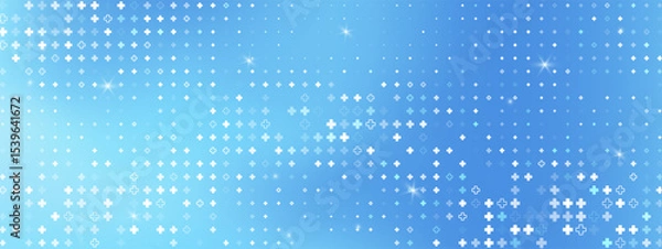 Obraz Plus pattern on gradient background. Abstract medical design with health sign layout. Seamless blue texture for technology or digital use. Vector illustration.