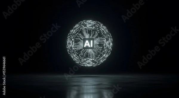 Obraz Cutting-edge AI technology with digital data stream and cybersecurity