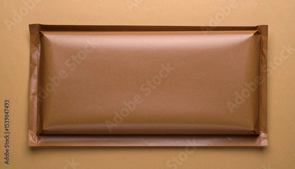 Obraz Long Rectangular Brown Food Wrapper Mockup.advertising, commercial, elegant, glossy, graphic, long, marketing, minimal, product, realistic, shiny, smooth, visual, branding, design element, simple, 