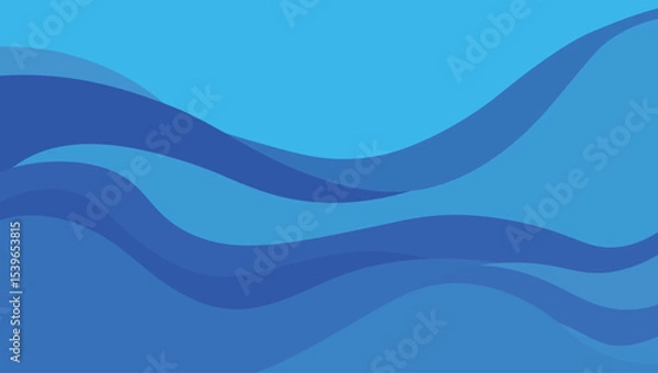 Fototapeta Abstract blue wavy pattern background with gradient shadows ideal for various design projects