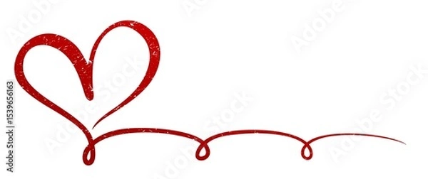 Fototapeta The one line symbol of a red heart.
