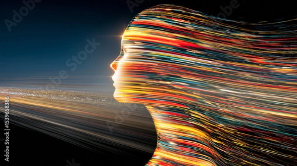 Fototapeta Concept the flow of imagination in the human brain.	
