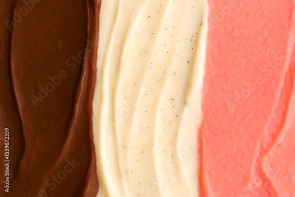 Obraz Neapolitan Ice Cream Flavors Stacked Vertically