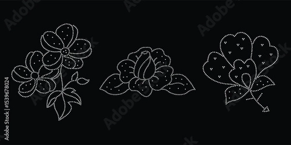 Obraz Beautiful flower rhinestone design. flower rhinestone design. rhinestone design,