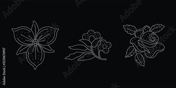 Obraz Beautiful flower rhinestone design. flower rhinestone design. rhinestone design,