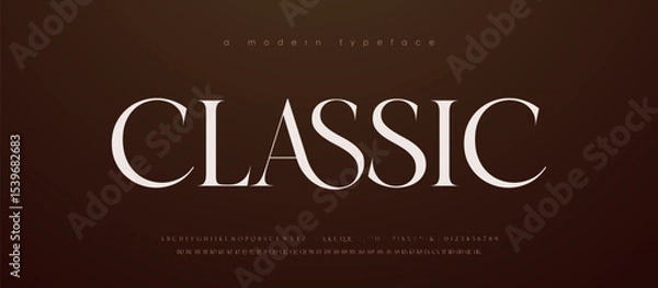 Fototapeta Modern Luxury alphabet letters font. Classic Elegant Modern Serif Lettering Minimal Fashion Logo. Typography decoration fonts for branding, wedding, logos. vector illustration