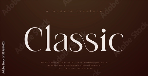 Fototapeta Modern Luxury alphabet letters font. Classic Elegant Modern Serif Lettering Minimal Fashion Logo. Typography decoration fonts for branding, wedding, logos. vector illustration