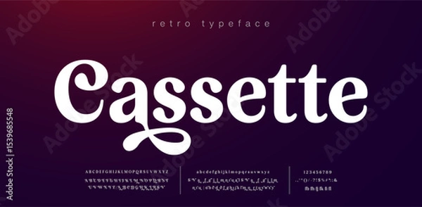 Fototapeta Retro Elegant Luxury Font, Uppercase Lowercase And Number. Classic Lettering Minimal Fashion Designs. Typography modern serif fonts regular decorative vintage concept. vector illustration
