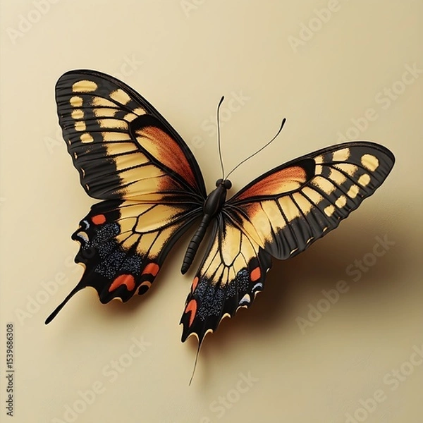 Obraz a butterfly on a wall