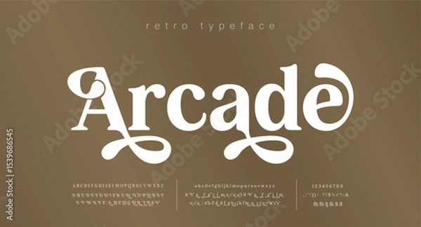 Fototapeta Retro Elegant Luxury Font, Uppercase Lowercase And Number. Classic Lettering Minimal Fashion Designs. Typography modern serif fonts regular decorative vintage concept. vector illustration
